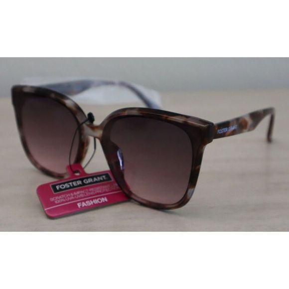 Foster Grant ZN1222 Women's Brown Tortoise Shell Oversized Cat Eye Sunglasses - Picture 6 of 7